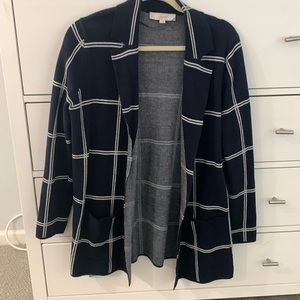Loft Sweater Blazer Navy and White Windowpane size Large